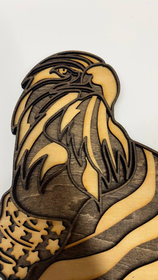 Shop Wyoming Patriotic Eagle Head with USA Flag – 2-Layered Wooden Wall Art