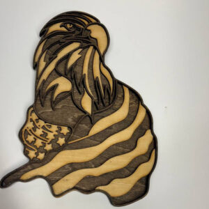 Shop Wyoming Patriotic Eagle Head with USA Flag – 2-Layered Wooden Wall Art