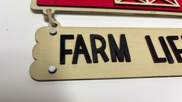 Shop Wyoming Layered Red Barn with “Farm Life” Sign – Hand-Painted Rustic Farmhouse Decor