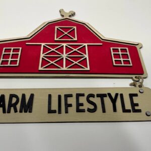 Shop Wyoming Layered Red Barn with “Farm Life” Sign – Hand-Painted Rustic Farmhouse Decor