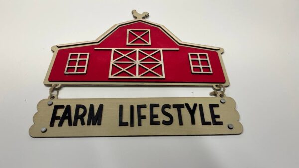 Shop Wyoming Layered Red Barn with “Farm Life” Sign – Hand-Painted Rustic Farmhouse Decor