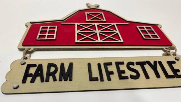 Shop Wyoming Layered Red Barn with “Farm Life” Sign – Hand-Painted Rustic Farmhouse Decor