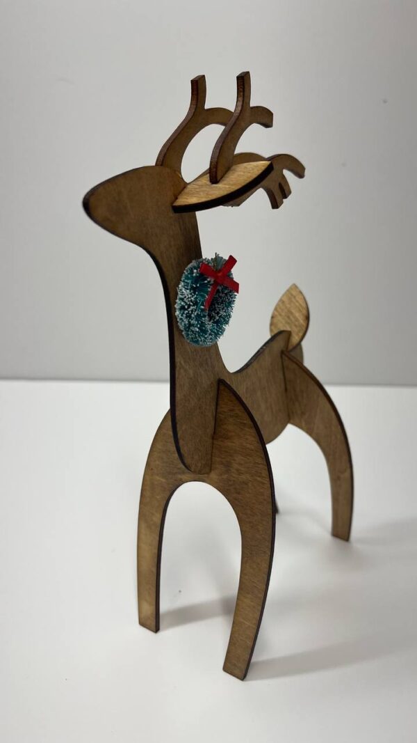 Shop Wyoming Wood Reindeer Decor – Standing & Grazing Reindeer with Wreath – Rustic Christmas Decoration