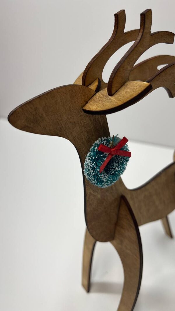 Shop Wyoming Wood Reindeer Decor – Standing & Grazing Reindeer with Wreath – Rustic Christmas Decoration