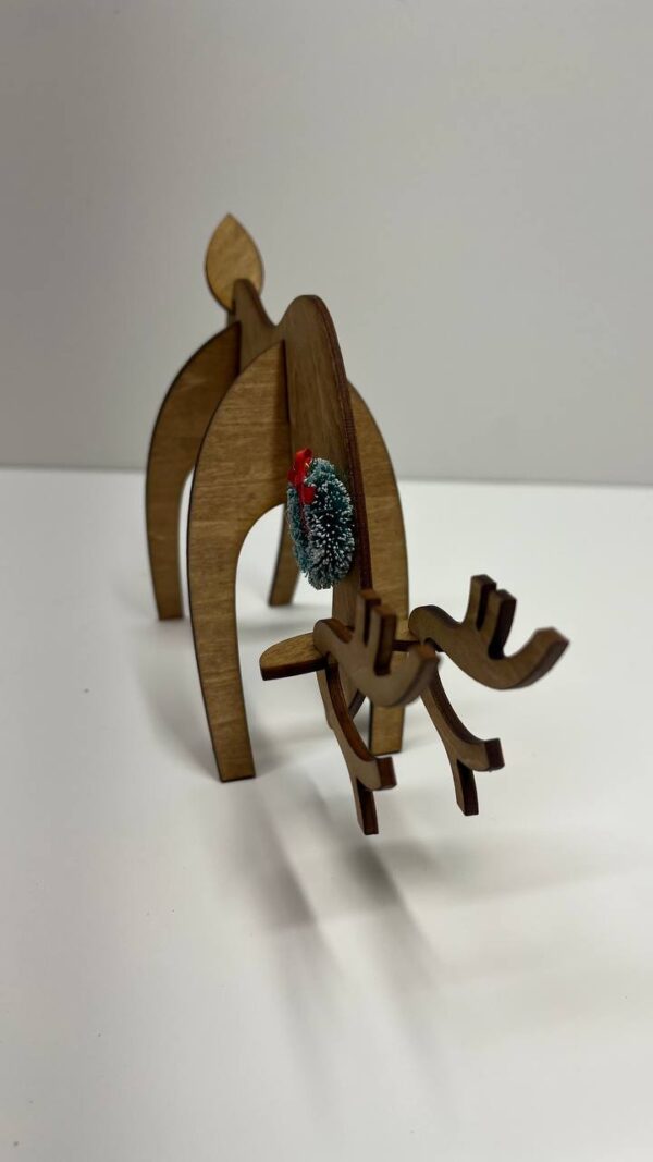 Shop Wyoming Wood Reindeer Decor – Standing & Grazing Reindeer with Wreath – Rustic Christmas Decoration