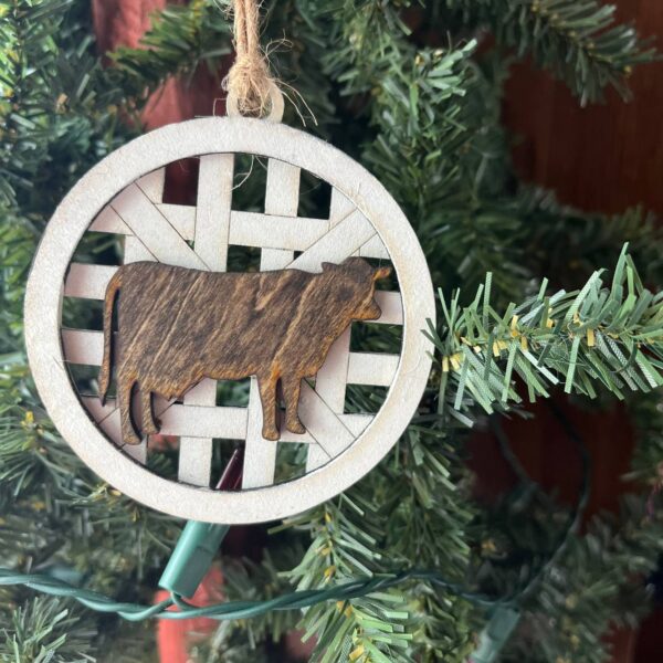 Shop Wyoming Farmhouse Christmas Ornament Set – Basket Weave Wood Ornaments (Set of 6) – Rustic Farm Animal & Windmill Tree Decorations – Pig, Cow, Chicken, Highland, Windmill, HOME