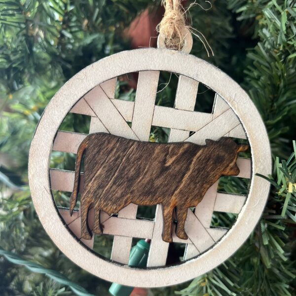Shop Wyoming Farmhouse Christmas Ornament Set – Basket Weave Wood Ornaments (Set of 6) – Rustic Farm Animal & Windmill Tree Decorations – Pig, Cow, Chicken, Highland, Windmill, HOME