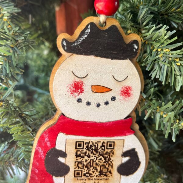 Shop Wyoming Frosty the Snowman QR Code Ornament – 5.5″ Layered Wood Christmas Music Decor – Plays Song When Scanned