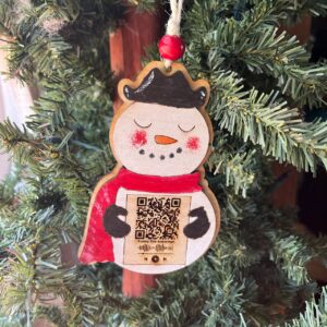 Shop Wyoming Frosty the Snowman QR Code Ornament – 5.5″ Layered Wood Christmas Music Decor – Plays Song When Scanned