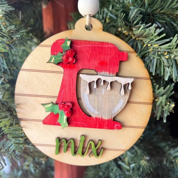Shop Wyoming 5-Piece Holiday Baking Ornament Set – Layered Wood Christmas Kitchen Decor – Bake, Mix, Roll, Decorate, Apron Ornaments