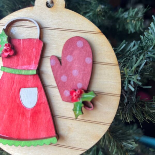 Shop Wyoming 5-Piece Holiday Baking Ornament Set – Layered Wood Christmas Kitchen Decor – Bake, Mix, Roll, Decorate, Apron Ornaments