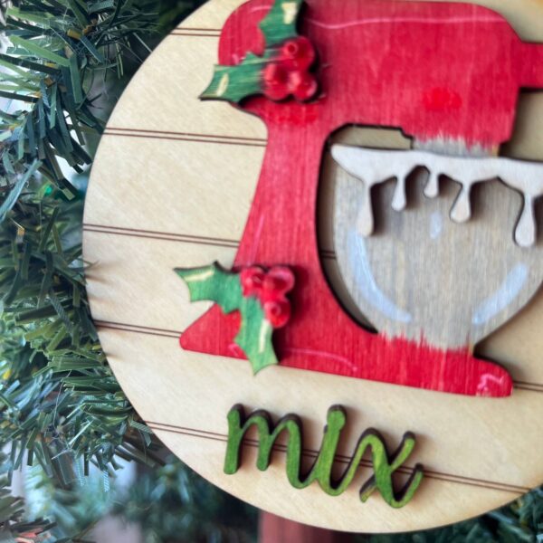 Shop Wyoming 5-Piece Holiday Baking Ornament Set – Layered Wood Christmas Kitchen Decor – Bake, Mix, Roll, Decorate, Apron Ornaments
