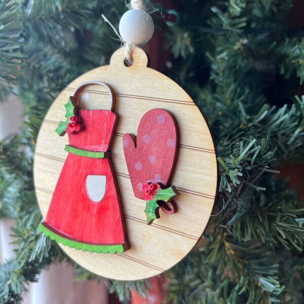 Shop Wyoming 5-Piece Holiday Baking Ornament Set – Layered Wood Christmas Kitchen Decor – Bake, Mix, Roll, Decorate, Apron Ornaments