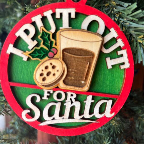 Shop Wyoming “I Put Out for Santa” Ornament – 3.25″ Tall Layered Wood Funny Christmas Tree Decor – Cookies & Milk Ornament