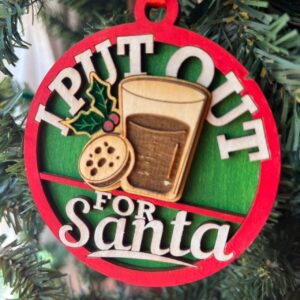 Shop Wyoming “I Put Out for Santa” Ornament – 3.25″ Tall Layered Wood Funny Christmas Tree Decor – Cookies & Milk Ornament