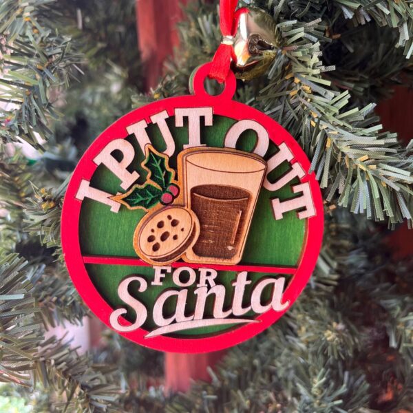 Shop Wyoming “I Put Out for Santa” Ornament – 3.25″ Tall Layered Wood Funny Christmas Tree Decor – Cookies & Milk Ornament