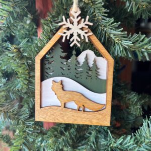 Shop Wyoming Woodland Fox Ornament – 5″ Tall Layered Wood Forest Animal Christmas Tree Decor – Rustic Snowy Cabin Ornament