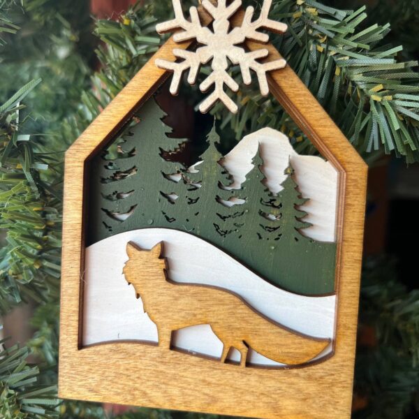 Shop Wyoming Woodland Fox Ornament – 5″ Tall Layered Wood Forest Animal Christmas Tree Decor – Rustic Snowy Cabin Ornament