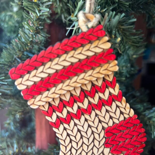 Shop Wyoming Knit Christmas Ornament Set – 4-Piece Rustic Wood Bundle (Hat, Sweater, Stocking & Mitten) – Cozy Farmhouse Holiday Tree Decor – Hand-Painted Wooden Ornaments