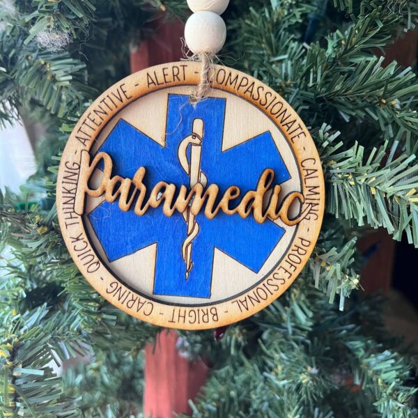 Shop Wyoming Paramedic Ornament – 3.25″ Layered Wood Christmas Ornament – EMS Star of Life Tribute for First Responders & Medics