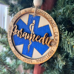 Shop Wyoming Paramedic Ornament – 3.25″ Layered Wood Christmas Ornament – EMS Star of Life Tribute for First Responders & Medics