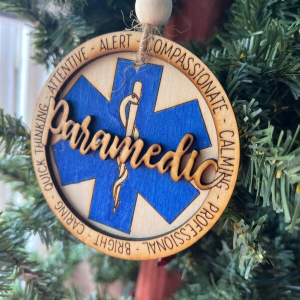Shop Wyoming Paramedic Ornament – 3.25″ Layered Wood Christmas Ornament – EMS Star of Life Tribute for First Responders & Medics