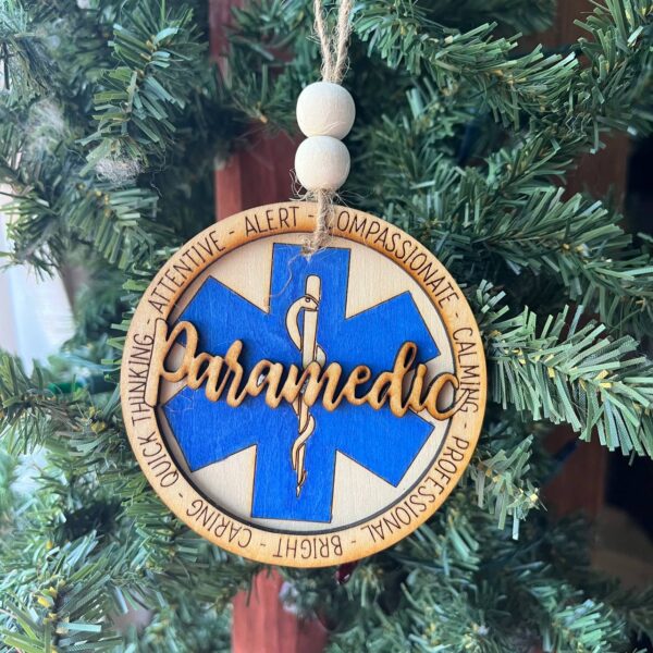 Shop Wyoming Paramedic Ornament – 3.25″ Layered Wood Christmas Ornament – EMS Star of Life Tribute for First Responders & Medics