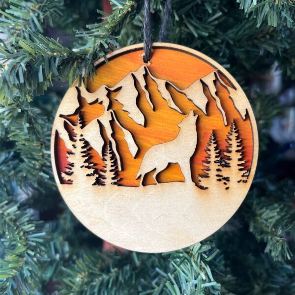 Shop Wyoming Howling Wolf Mountain Ornament – 3.25″ Rustic Wildlife Decor for Outdoor & Nature Lovers