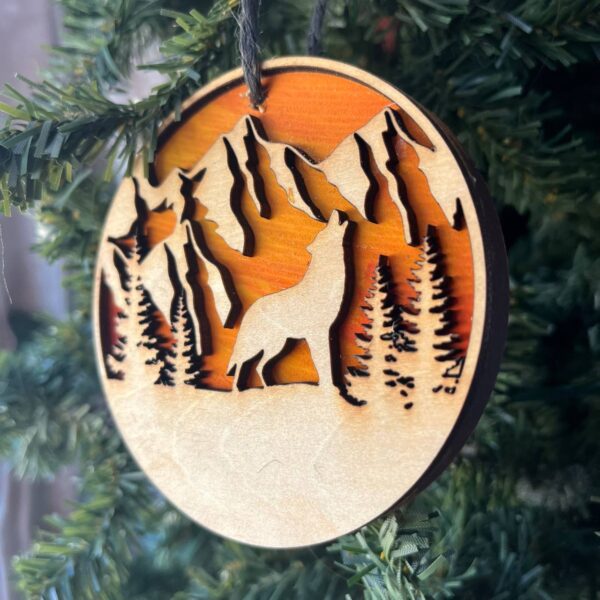 Shop Wyoming Howling Wolf Mountain Ornament – 3.25″ Rustic Wildlife Decor for Outdoor & Nature Lovers