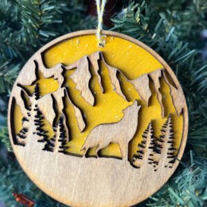 Shop Wyoming Howling Wolf Mountain Ornament – 3.25″ Rustic Wildlife Decor for Outdoor & Nature Lovers