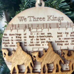 Shop Wyoming We Three Kings Ornament – Layered Wood Nativity Ornament – Christian Christmas Decor – Sheet Music Ornament – Religious Holiday Gift – 3.25” Round