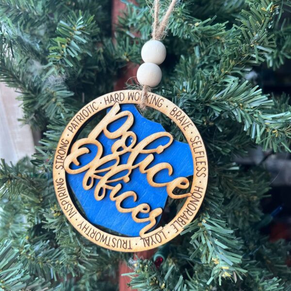 Shop Wyoming Police Officer Christmas Ornament – Rustic Wood Law Enforcement Tree Decoration – 3.25″ Round Handmade Honor Badge Keepsake