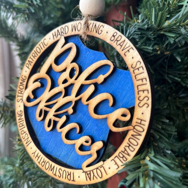 Shop Wyoming Police Officer Christmas Ornament – Rustic Wood Law Enforcement Tree Decoration – 3.25″ Round Handmade Honor Badge Keepsake