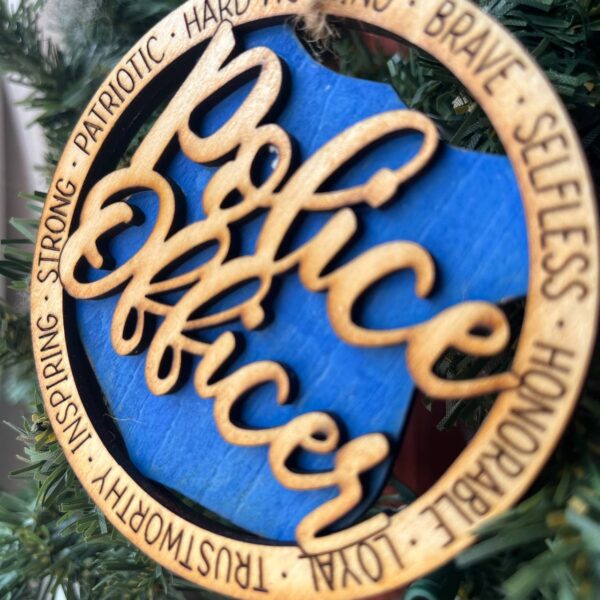 Shop Wyoming Police Officer Christmas Ornament – Rustic Wood Law Enforcement Tree Decoration – 3.25″ Round Handmade Honor Badge Keepsake