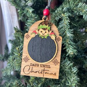 Shop Wyoming Christmas Countdown Elf Ornament – 5″ Tall Wooden Days Until Christmas Chalkboard – Holiday Elf Chalk Sign Tree Decoration