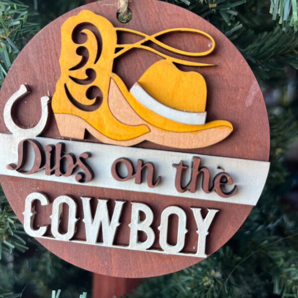 Shop Wyoming Dibs on the Cowboy Ornament – Western Cowboy Hat & Boot Christmas Tree Decor, Rustic Country Holiday Gift for Her