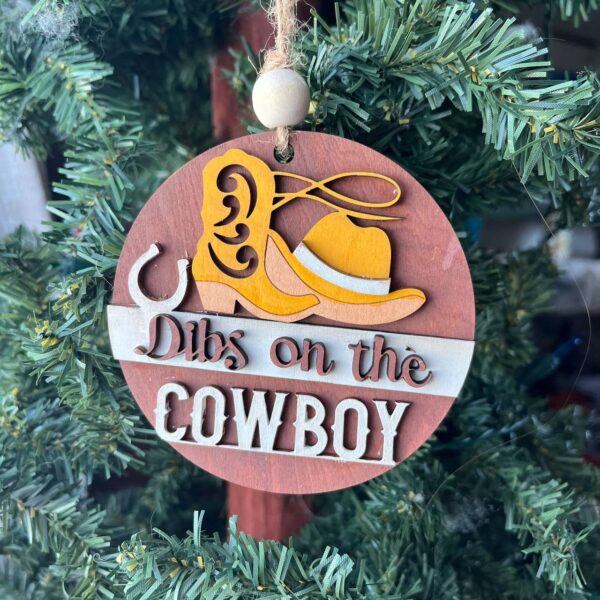 Shop Wyoming Dibs on the Cowboy Ornament – Western Cowboy Hat & Boot Christmas Tree Decor, Rustic Country Holiday Gift for Her