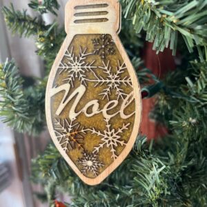 Shop Wyoming Wood & Resin Christmas Ornament Set – Bundle of 5 Holiday Light Bulbs | Peace, Rejoice, Noel, Feliz Navidad, Merry Christmas | Rustic Farmhouse Tree Decor