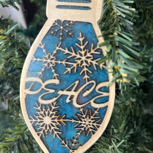 Shop Wyoming Wood & Resin Christmas Ornament Set – Bundle of 5 Holiday Light Bulbs | Peace, Rejoice, Noel, Feliz Navidad, Merry Christmas | Rustic Farmhouse Tree Decor
