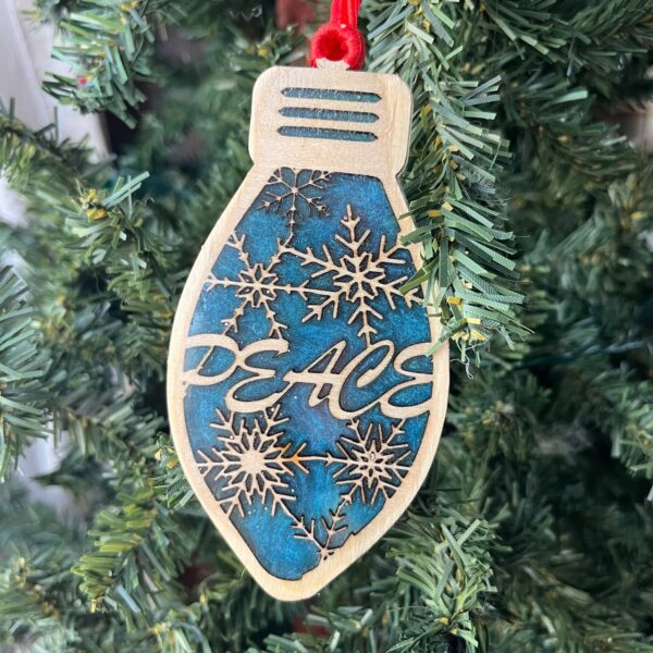 Shop Wyoming Wood & Resin Christmas Ornament Set – Bundle of 5 Holiday Light Bulbs | Peace, Rejoice, Noel, Feliz Navidad, Merry Christmas | Rustic Farmhouse Tree Decor
