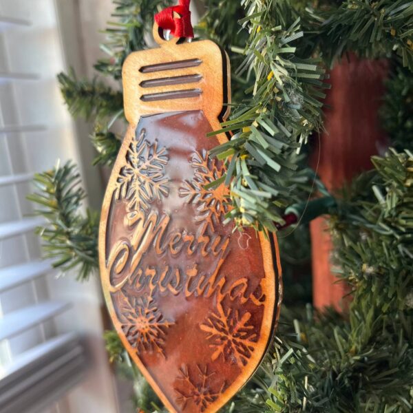 Shop Wyoming Wood & Resin Christmas Ornament Set – Bundle of 5 Holiday Light Bulbs | Peace, Rejoice, Noel, Feliz Navidad, Merry Christmas | Rustic Farmhouse Tree Decor