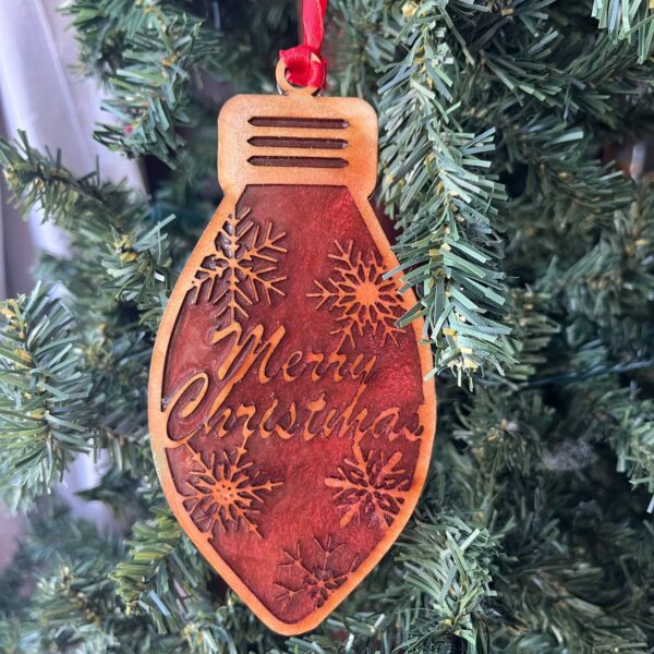 Shop Wyoming Wood & Resin Christmas Ornament Set – Bundle of 5 Holiday Light Bulbs | Peace, Rejoice, Noel, Feliz Navidad, Merry Christmas | Rustic Farmhouse Tree Decor