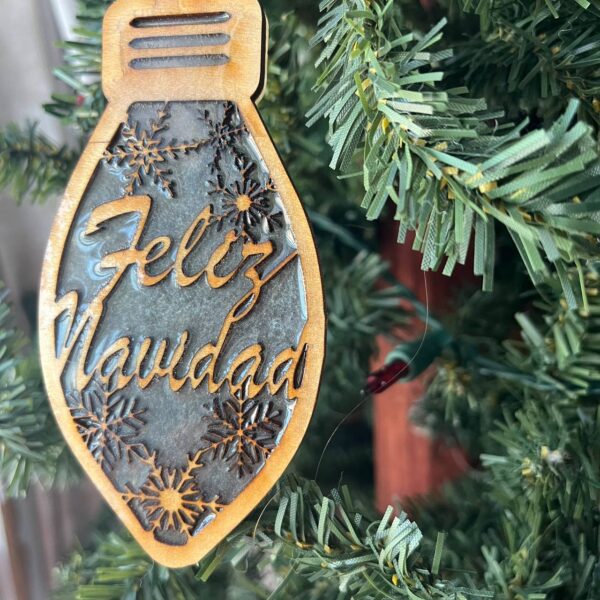 Shop Wyoming Wood & Resin Christmas Ornament Set – Bundle of 5 Holiday Light Bulbs | Peace, Rejoice, Noel, Feliz Navidad, Merry Christmas | Rustic Farmhouse Tree Decor