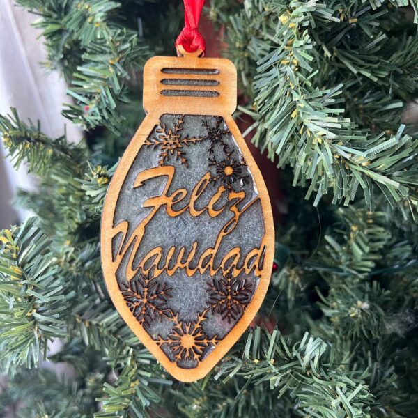 Shop Wyoming Wood & Resin Christmas Ornament Set – Bundle of 5 Holiday Light Bulbs | Peace, Rejoice, Noel, Feliz Navidad, Merry Christmas | Rustic Farmhouse Tree Decor