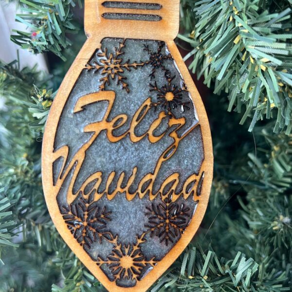 Shop Wyoming Wood & Resin Christmas Ornament Set – Bundle of 5 Holiday Light Bulbs | Peace, Rejoice, Noel, Feliz Navidad, Merry Christmas | Rustic Farmhouse Tree Decor