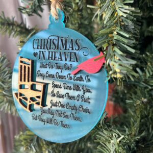 Shop Wyoming Christmas in Heaven Memorial Ornament – Acrylic Cardinal Ornament with Rocking Chair | 3.25″ Sympathy Christmas Gift for Loved Ones Passed