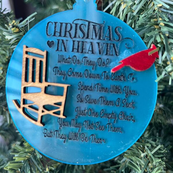 Shop Wyoming Christmas in Heaven Memorial Ornament – Acrylic Cardinal Ornament with Rocking Chair | 3.25″ Sympathy Christmas Gift for Loved Ones Passed