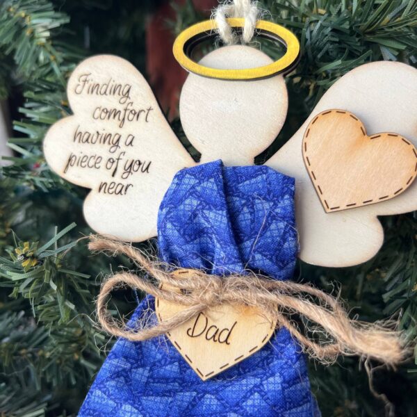 Shop Wyoming Personalized Memorial Angel Ornament – DIY Clothing Keepsake Ornament for Loss of Loved One | Custom Remembrance Gift with Fabric from Loved One’s Shirt