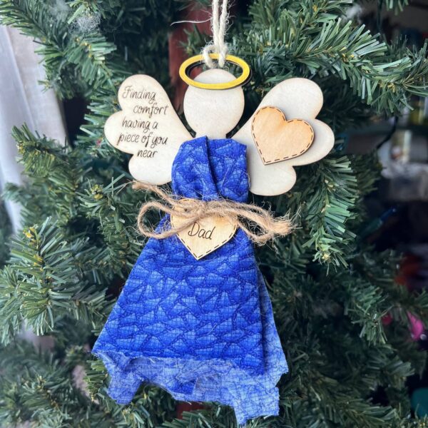 Shop Wyoming Personalized Memorial Angel Ornament – DIY Clothing Keepsake Ornament for Loss of Loved One | Custom Remembrance Gift with Fabric from Loved One’s Shirt