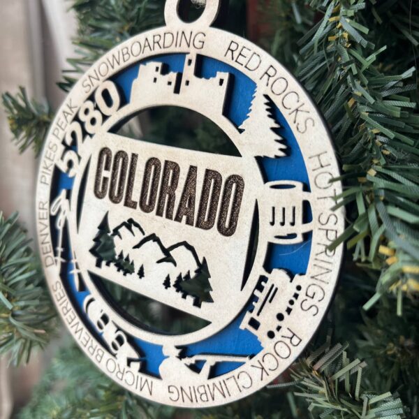 Shop Wyoming Colorado State Ornament – 3.25” Round Laser Cut Mountain Scene Christmas Decoration | Colorado Gift for Hikers, Skiers, Nature Lovers & Travelers